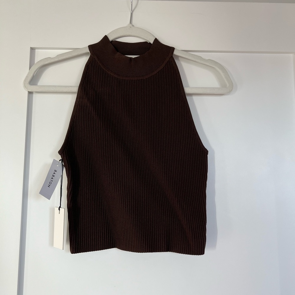 Aritzia Babaton Brown Ribbed Top